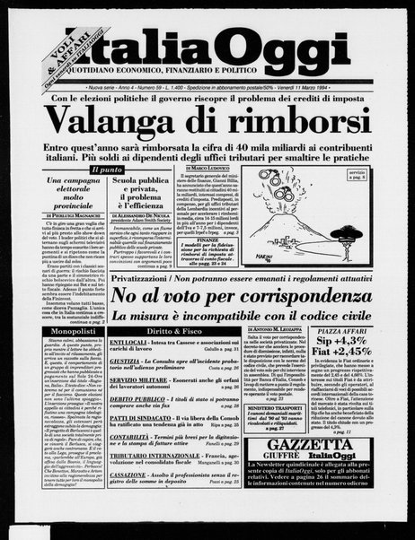 Italia oggi : quotidiano di economia finanza e politica